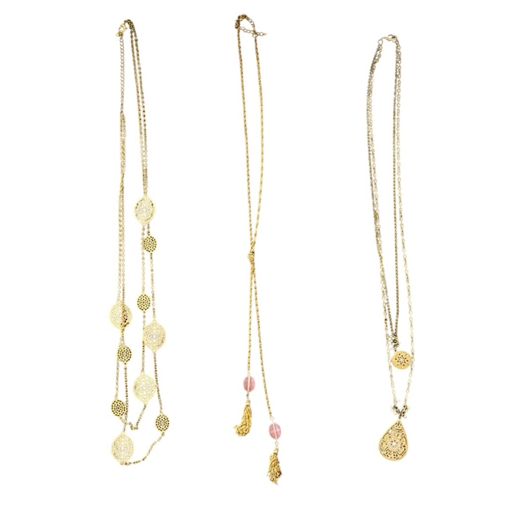 Three Gold Plated Costume Jewelry Necklaces